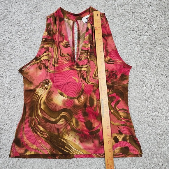 Vtg‎ California Grown Babydoll Top Large Pink Brown Y2K 90s Coquette Retro Artsy - Picture 8 of 9